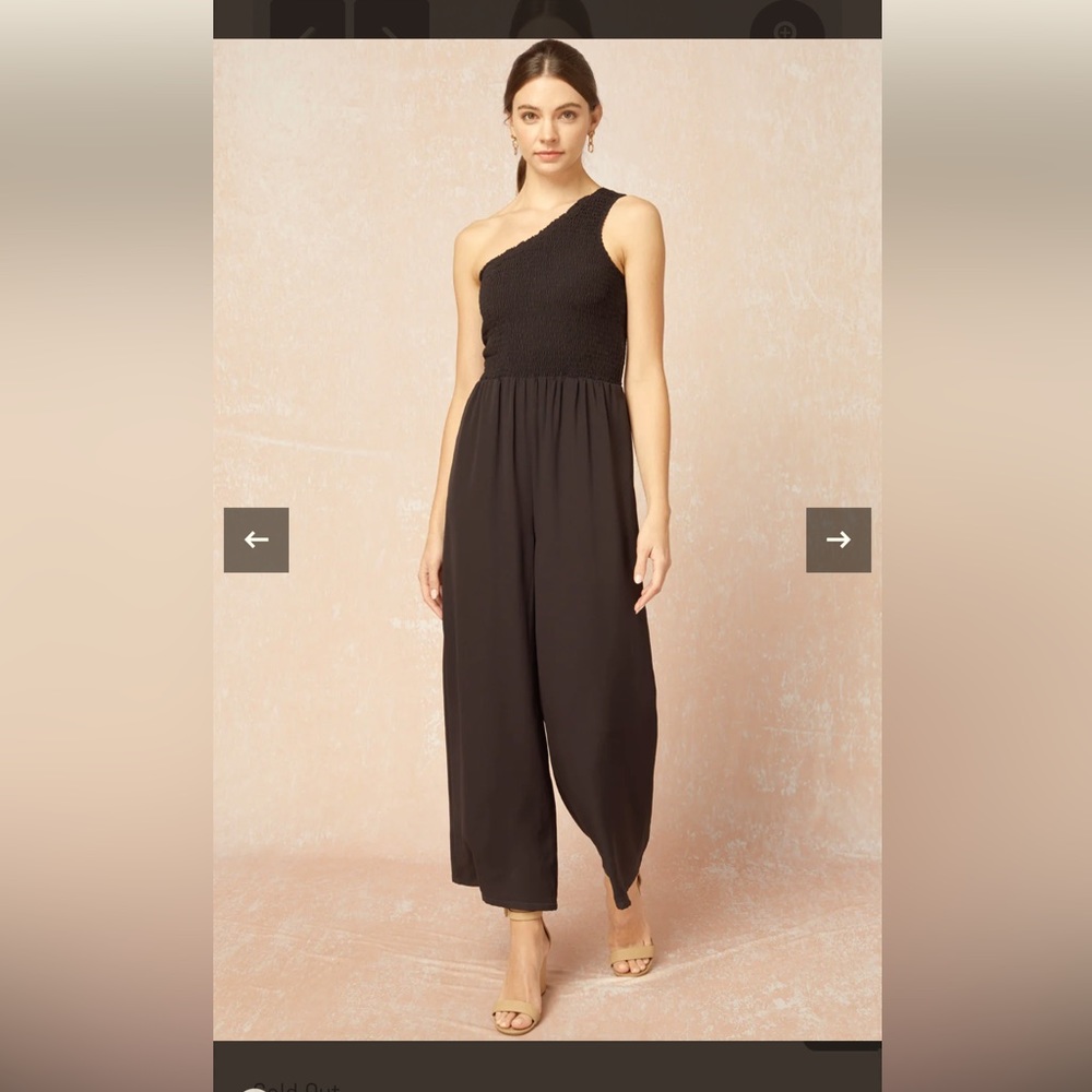 Women’s Black Entro One Shoulder Long Jumpsuit